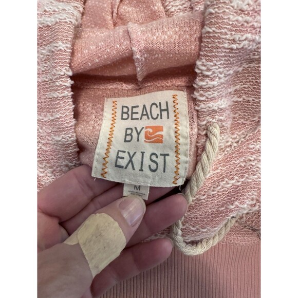 Beach By Exist Knit Hoodie San Diego Slim Pink White Lightweight Size M - Picture 6 of 7